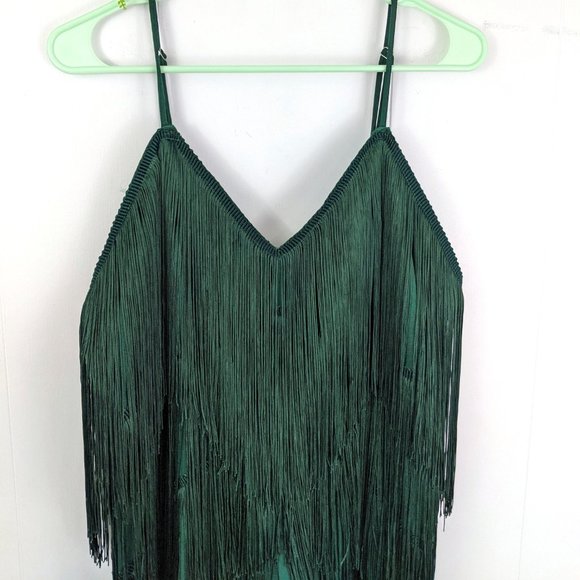 ❌ SOLD / Green Tassel Plunge Jumpsuit - Picture 6 of 9